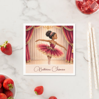 Afroamerikanische Ballerina Geburtstag Burgund Gol Serviette