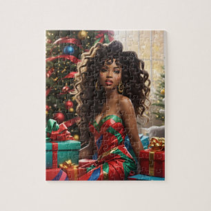 Afroamerikanische Diva Farbige Festliche Weihnacht