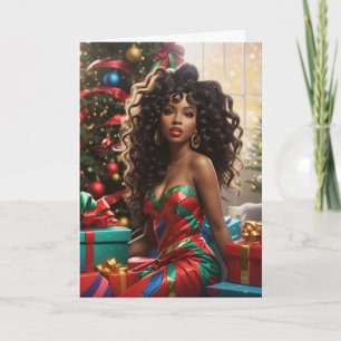 Afroamerikanische Diva Farbige Weihnachtskarte  Karte
