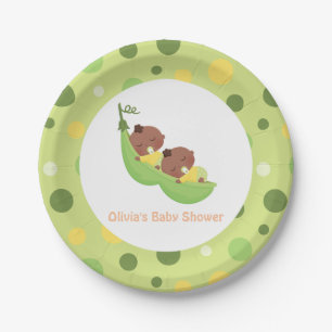Afroamerikanische Erbsen-in-einer-Schote-Baby-Part Pappteller