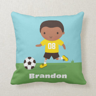 Afroamerikanische Fußball-Jungen-Zimmerdeko-Kissen Kissen
