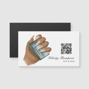 Afroamerikanische Haare und Nägel QR-Code Magnetkarte