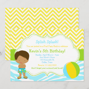 Afroamerikanische Jungen-Poolparty-Bash-Party Einladung