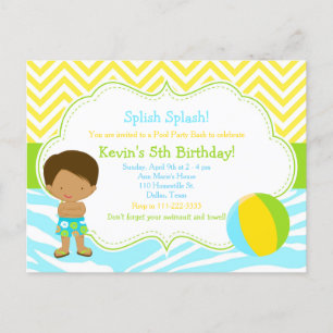 Afroamerikanische Jungen-Poolparty-Bash-Party Postkarte