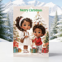 Afroamerikanische Kinder Frohe Weihnachten