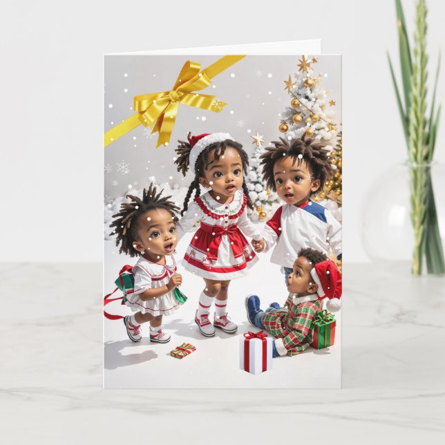 Afroamerikanische Kinder Weihnachtskarte Karte (Vorderseite)
