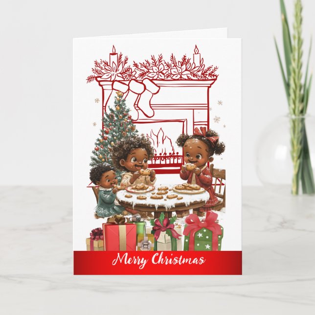 Afroamerikanische Kinder Weihnachtskarte Karte (Vorderseite)