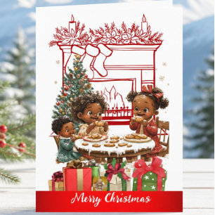 Afroamerikanische Kinder Weihnachtskarte Karte