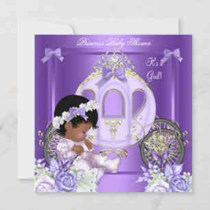 Afroamerikanische Lavendel-Baby Shower Girl 5A Einladung