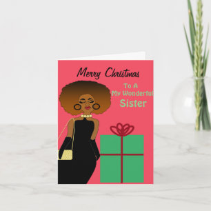 Afroamerikanische lustige Schwester Frohe Weihnach Dankeskarte