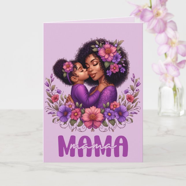 Afroamerikanische Mama & Tochter zum Muttertag Karte (Orchidee)