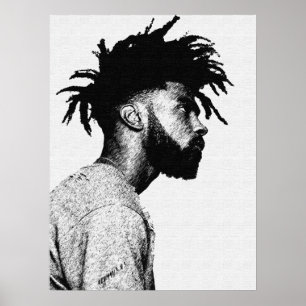 Afroamerikanische männliche Pen-Art-Zeichnung Poster