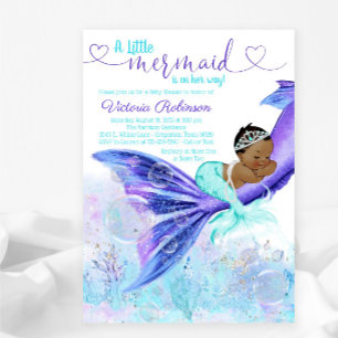 Afroamerikanische Meerjungfrau Mädchen Baby Shower Einladung