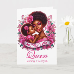 Afroamerikanische Mutter & Tochter Muttertags-Köni Karte