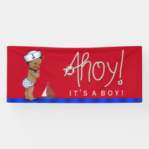 Afroamerikanische nautische Babyparty Banner