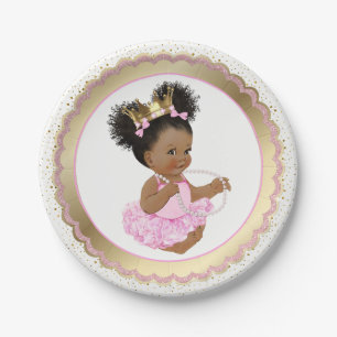 Afroamerikanische Prinzessin Baby Shower Papierpla Pappteller