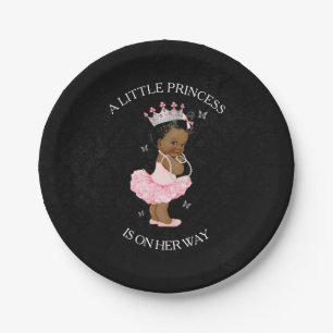 Afroamerikanische Prinzessin Mädchen Baby Shower T Pappteller