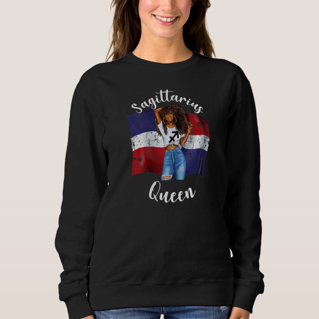 Afroamerikanische Schütze-Königin aus der Dominika Sweatshirt (Vorderseite)