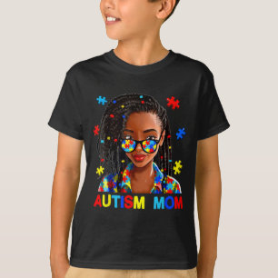 Afroamerikanische schwarze Autismus-Mutter Afro Au T-Shirt