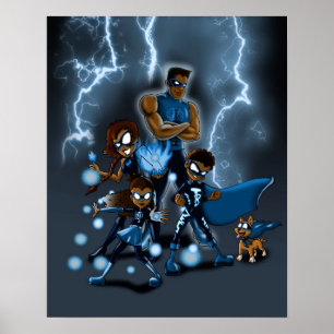 Afroamerikanische Superheldenfamilie Poster