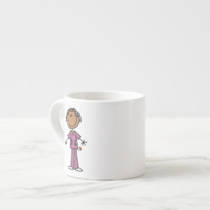 Afroamerikanische weibliche Stockfigur Krankenschw Espressotasse
