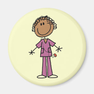 Afroamerikanische weibliche Stockfigur Krankenschw Magnet