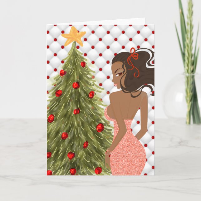 Afroamerikanische Weihnachtskarte Feiertagskarte (Vorderseite)