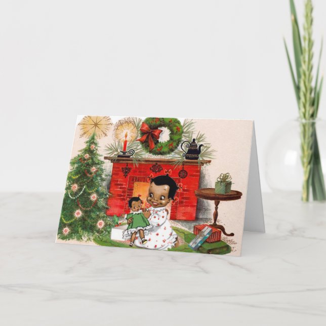 Afroamerikanische Weihnachtskarte Feiertagskarte (Vorderseite)