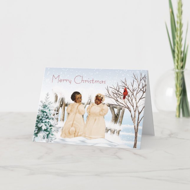 Afroamerikanische Weihnachtskarte Feiertagskarte (Vorderseite)