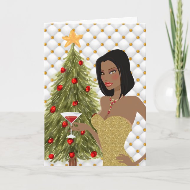 Afroamerikanische Weihnachtskarte Feiertagskarte (Vorderseite)