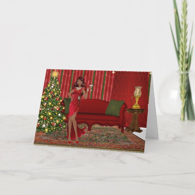 Afroamerikanische Weihnachtskarte Feiertagskarte (Vorderseite)