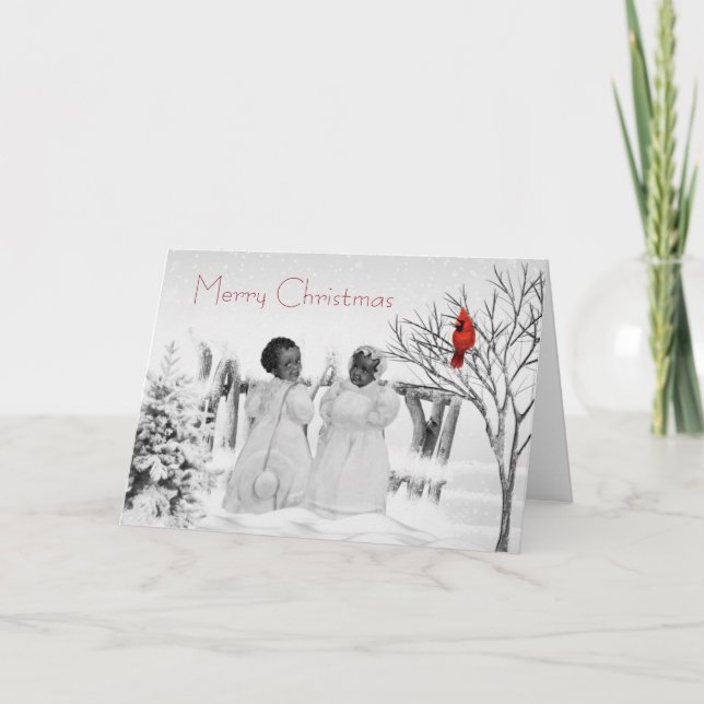 Afroamerikanische Weihnachtskarte Feiertagskarte (Vorderseite)
