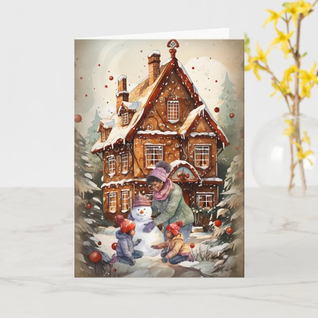 Afroamerikanische Weihnachtskarte Karte (Gelbe Blume)