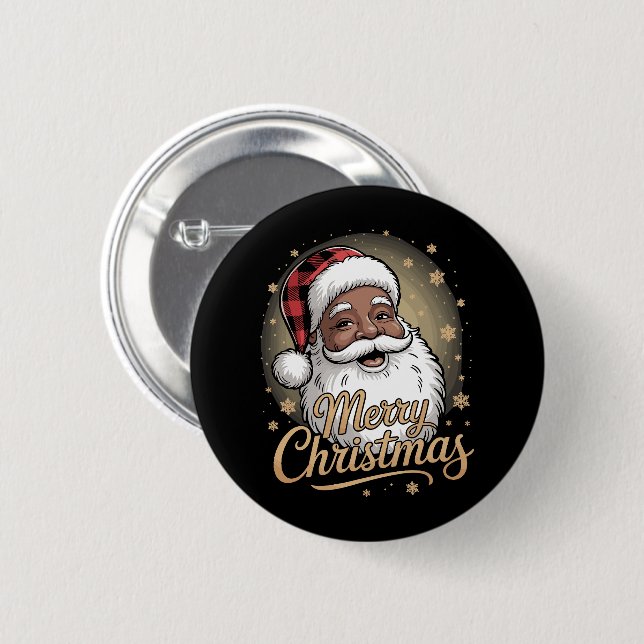 Afroamerikanische Weihnachtspyjamas Weihnachtsmann Button (Vorne & Hinten)