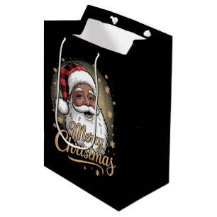 Afroamerikanische Weihnachtspyjamas Weihnachtsmann Mittlere Geschenktüte
