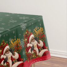 Afroamerikanische Weihnachtstischdecke Santa Baby
