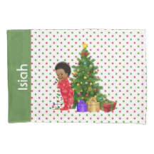 Afroamerikanischer Baby Boy Weihnachts Pillowcase 