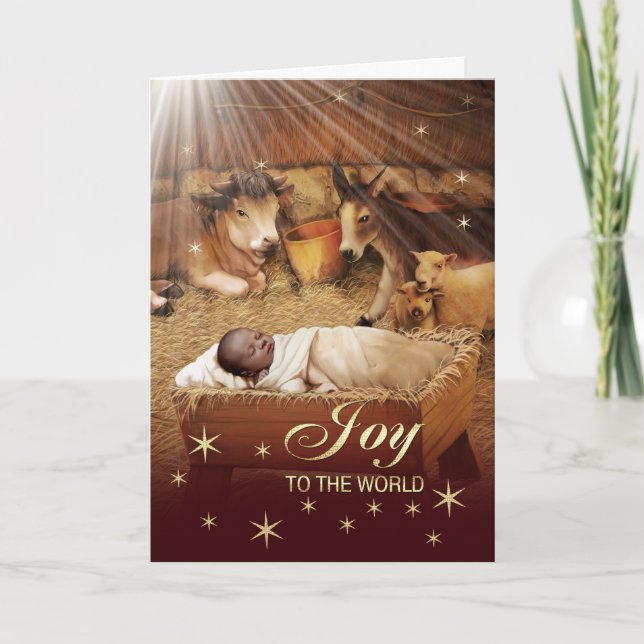 Afroamerikanischer Baby Jesus Weihnachtskarten Feiertagskarte (Vorderseite)