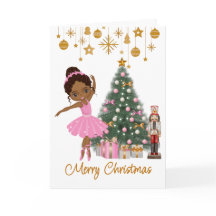 Afroamerikanischer Ballerina Weihnachtsgrußkarte