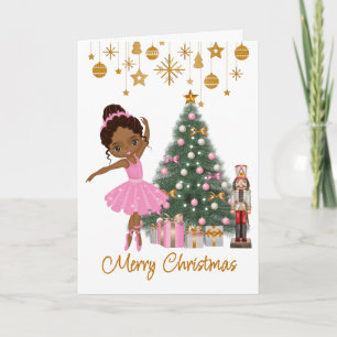 Afroamerikanischer Ballerina Weihnachtsgrußkarte Karte