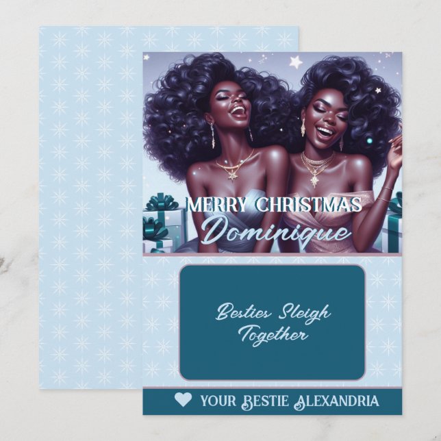 Afroamerikanischer BESTE FREUNDIN Weihnachtsgesche Einladung (Vorne/Hinten)