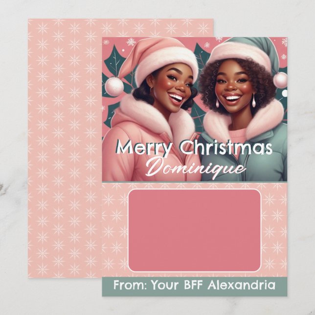 Afroamerikanischer BESTE FREUNDIN Weihnachtsgesche Einladung (Vorne/Hinten)