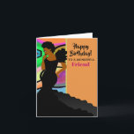 Afroamerikanischer Elegant Friend Happy Birthday Karte<br><div class="desc">Die elegante Birthday Card ist mit einer afroamerikanischen Frau in einem schwarzen Kleid mit abstraktem,  orangefarbenem Hintergrund ausgestattet. Geben Sie diese einzigartige Karte Ihrem fabelhaften Freund zum Geburtstag.</div>