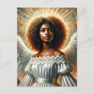 Afroamerikanischer Engel mit Heiligenschein Postkarte