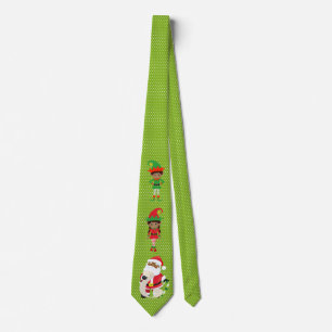 Afroamerikanischer Ethno-Weihnachtsmann-Elf Weihna Krawatte