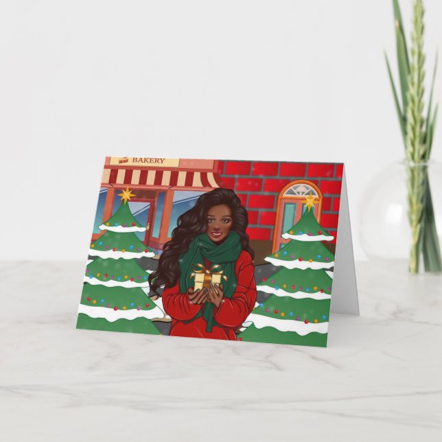 Afroamerikanischer Frohe Weihnachtskarte Feiertagskarte (Vorderseite)