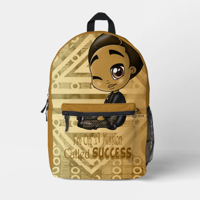 Afroamerikanischer Junge Bedruckter Rucksack (Vorderseite)