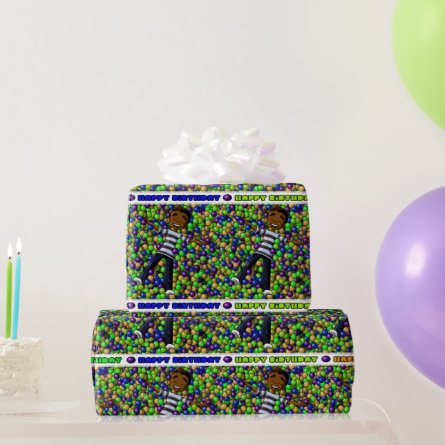 Afroamerikanischer Junge Geburtstag Geschenkpapier (Partygeschenke)