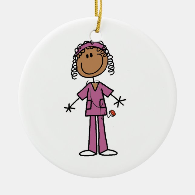 Afroamerikanischer Krankenschwester Keramikornament (Vorne)
