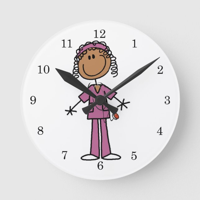 Afroamerikanischer Krankenschwester Runde Wanduhr (Vorderseite)